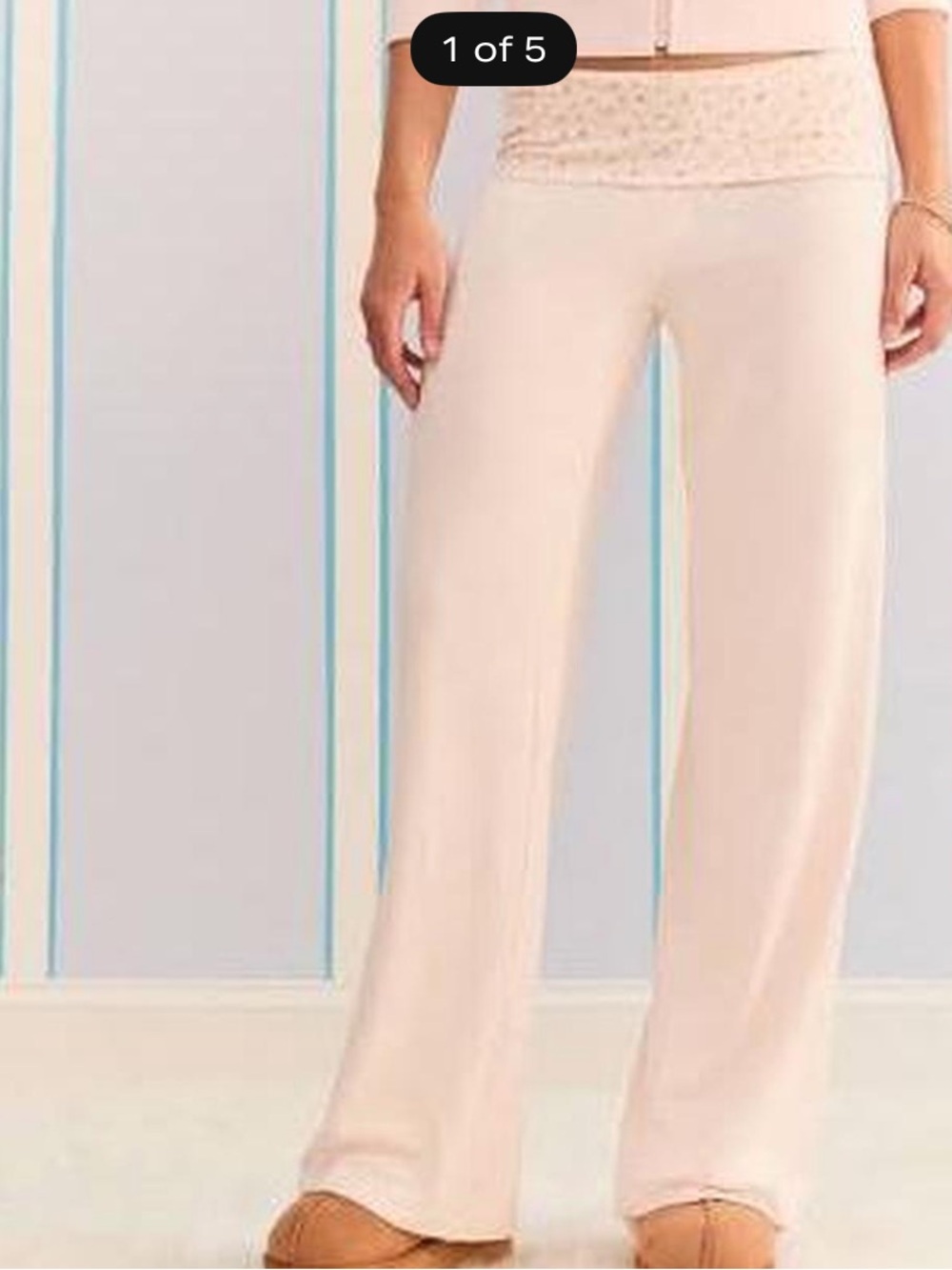 Women’s Wide-Leg Lounge Pants in Light Blush Demetra Aeropostale